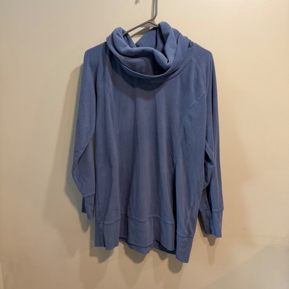 Columbia Womens XL Blue Fleece Cowl Neck Tunic Pullover Sweater Long Sleeve